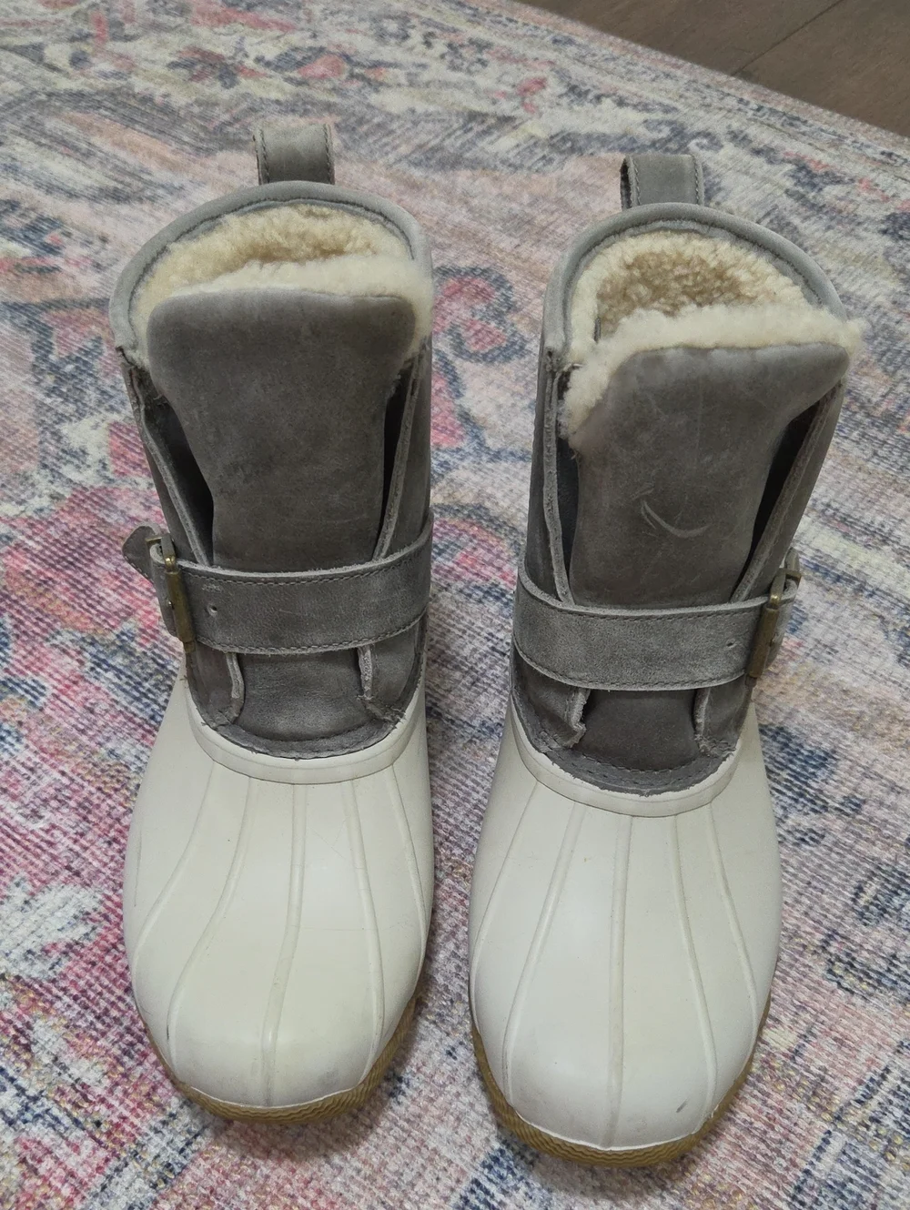 Sperry 3M Thinsulate Grey Suede and Cream Winter Duck Boots
